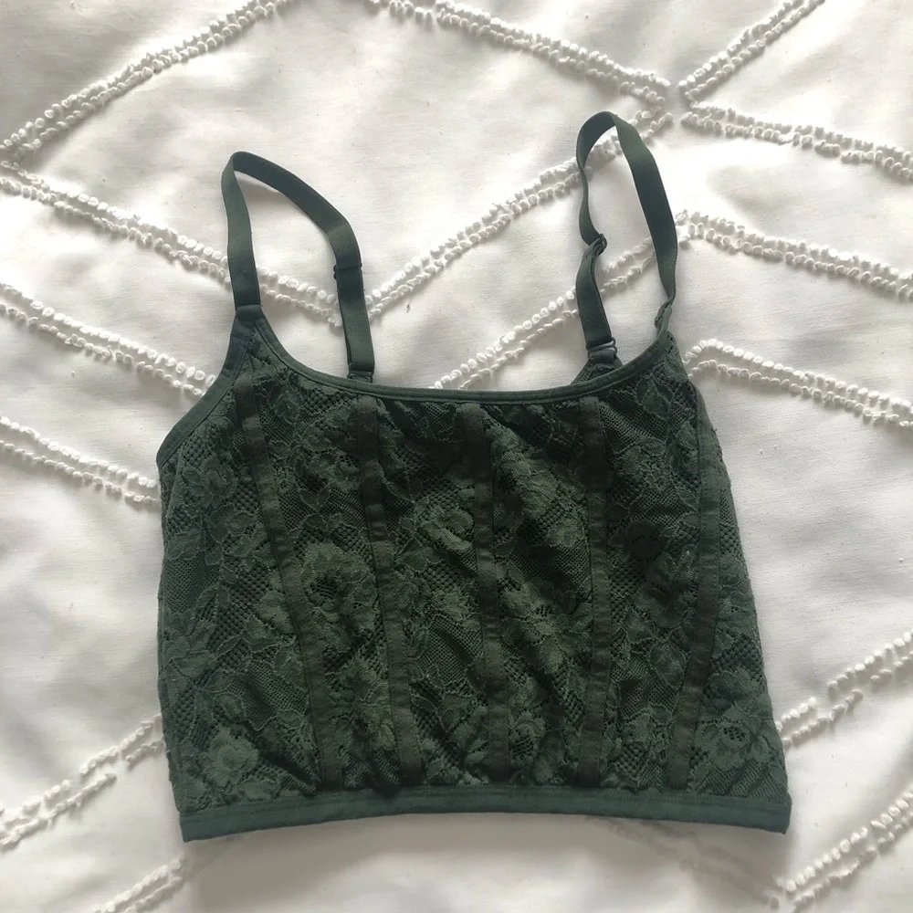 Colsie Olive Green Lace Bralette Cami